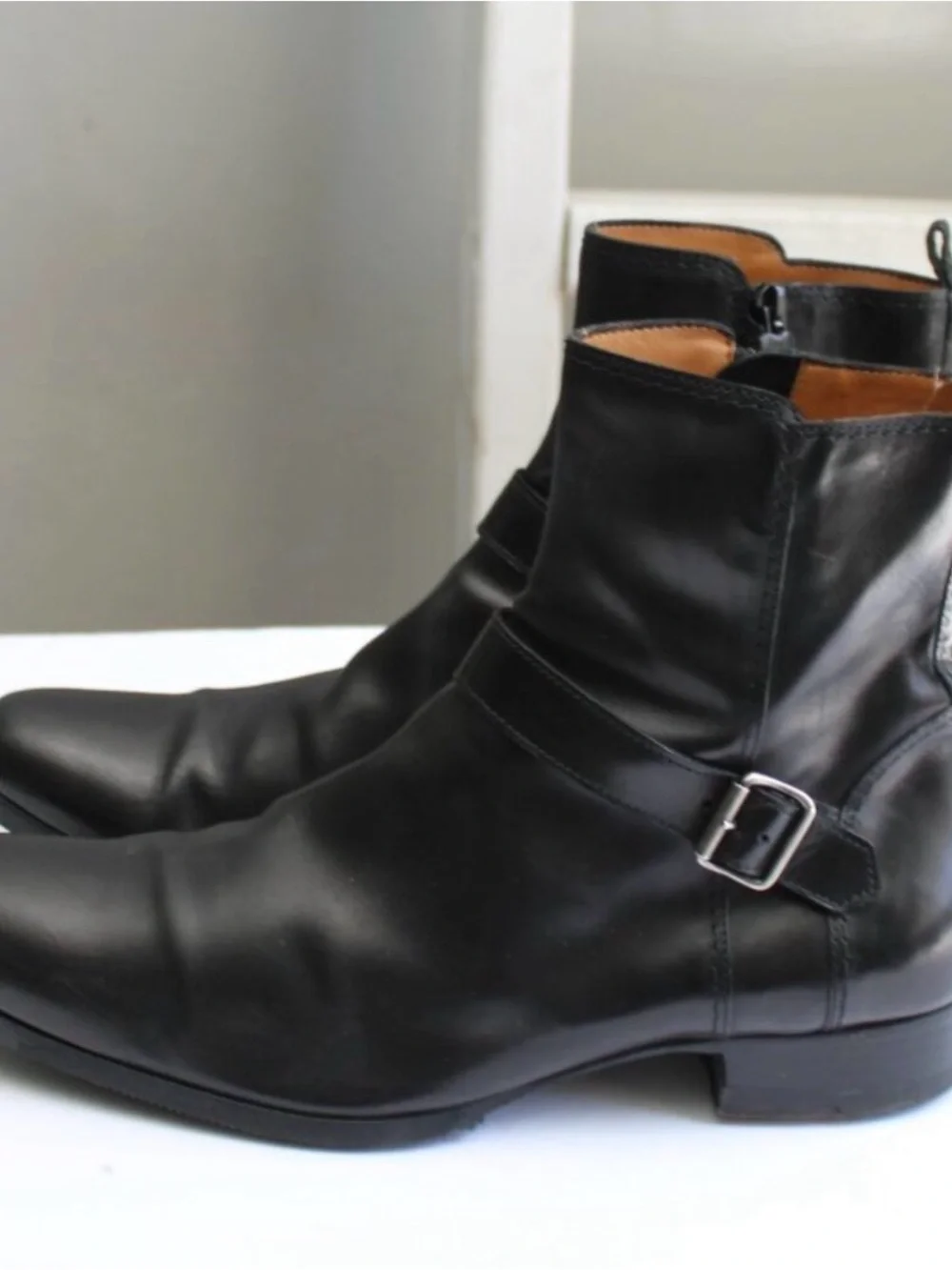 CNC Costume National Black Leather Harness Ankle Boots